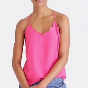 🎉HP🎉 ✨J. Crew✨ Pink Scalloped Racerback Cami Top, Size 2